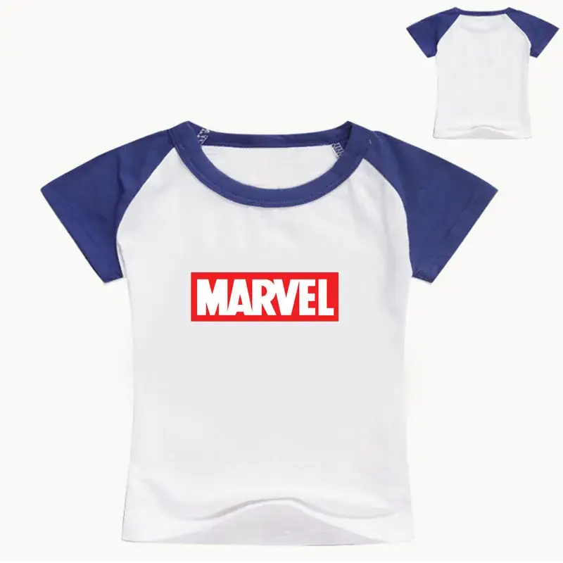Marvel Printed Kids T-Shirt White Blue Short Sleeve — feature 4