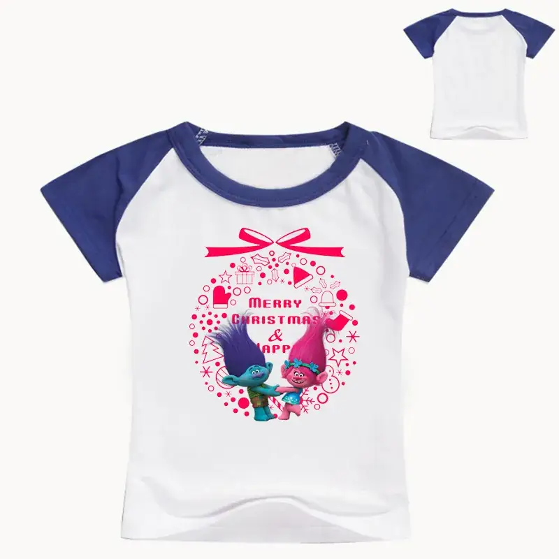 Children's Cartoon T-Shirt White Blue M444