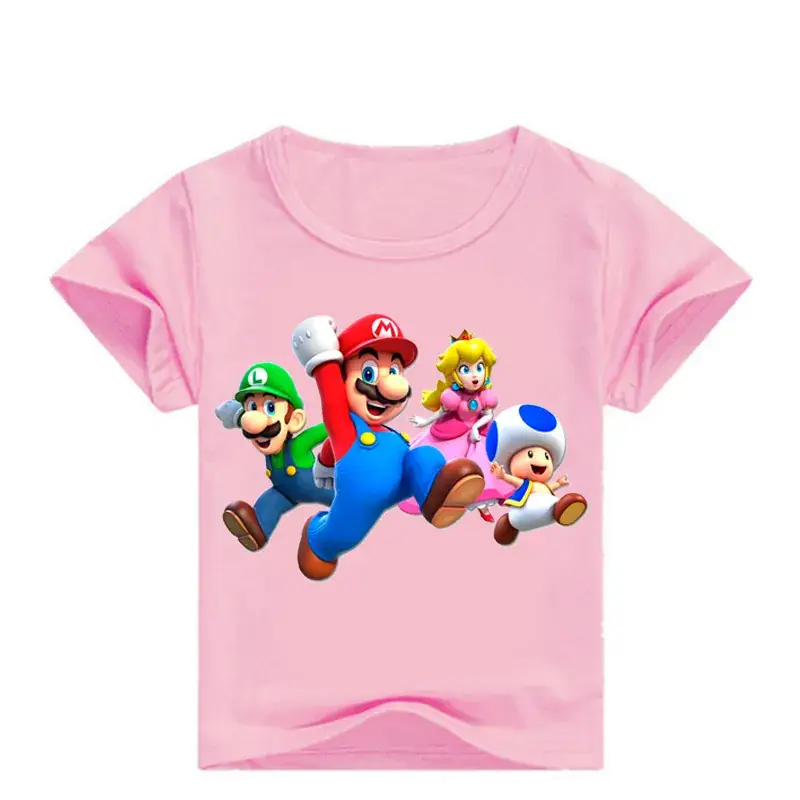 Red Mario & Luigi Super Mario T-Shirt for Boys Girls - Image 2