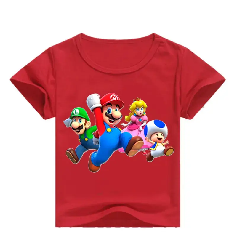 Red Mario & Luigi Super Mario T-Shirt for Boys Girls - Image 4
