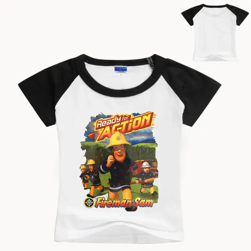 Children's Cartoon T-Shirt White Black 7156 - Image 3