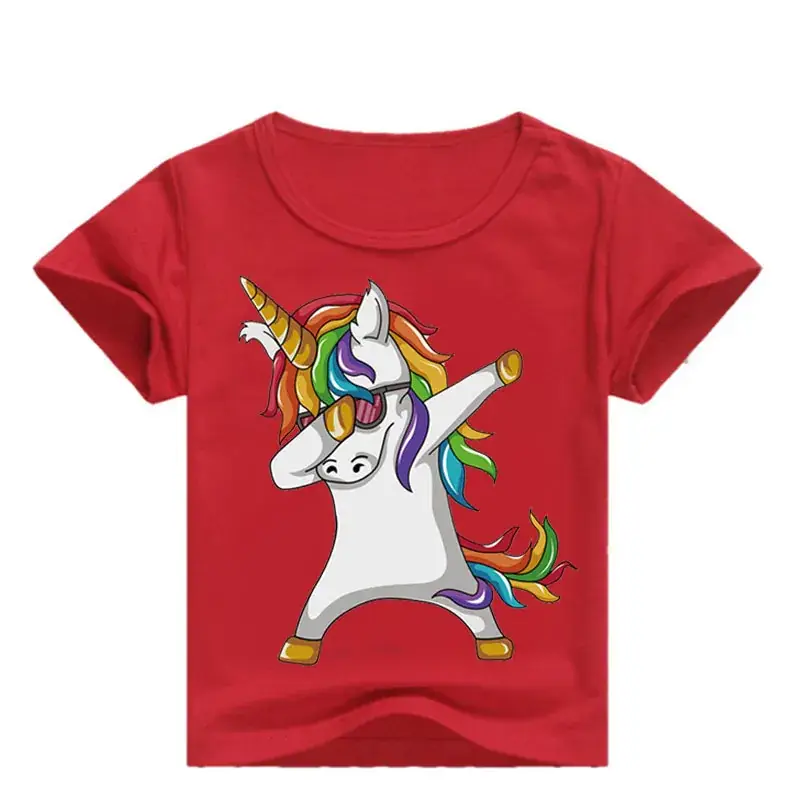 Red Unicorn Graphic T-Shirt for Kids — feature 5