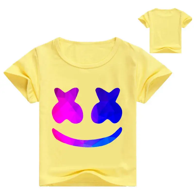 Pink Printed T-Shirt for Girls with Smile Design