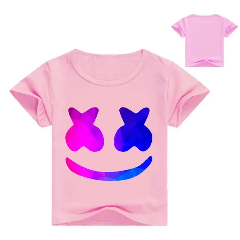 Pink Printed T-Shirt for Girls with Smile Design — feature 3