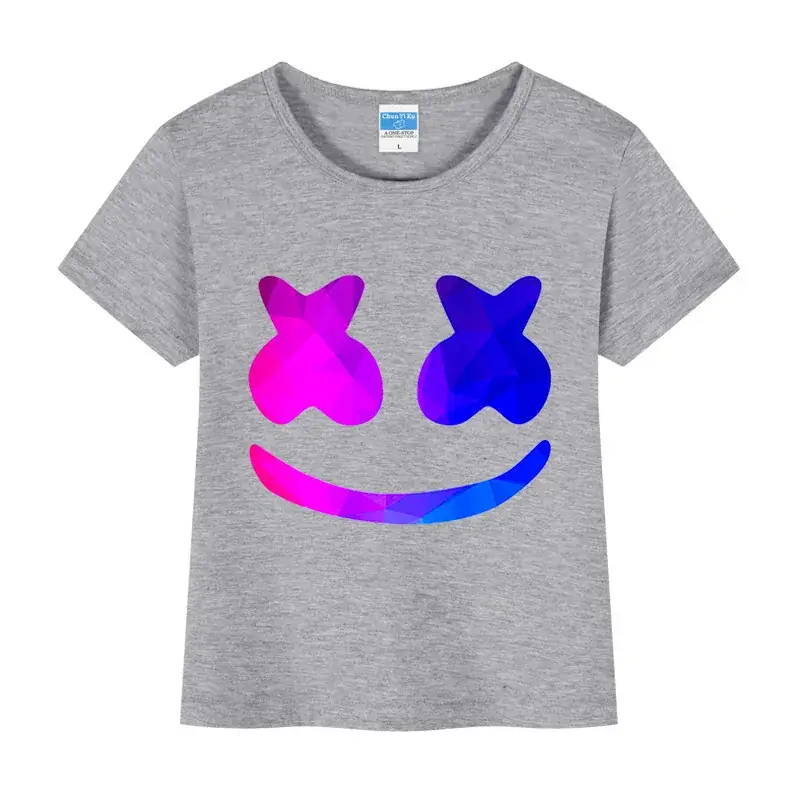 Pink Printed T-Shirt for Girls with Smile Design