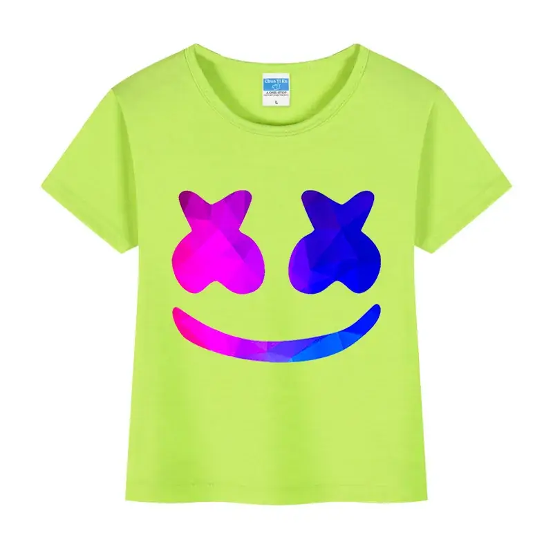 Pink Printed T-Shirt for Girls with Smile Design