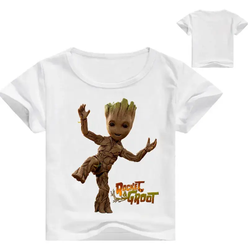 Red Groot Cartoon T-Shirt for Kids Round Neck Short Sleeve - Image 12