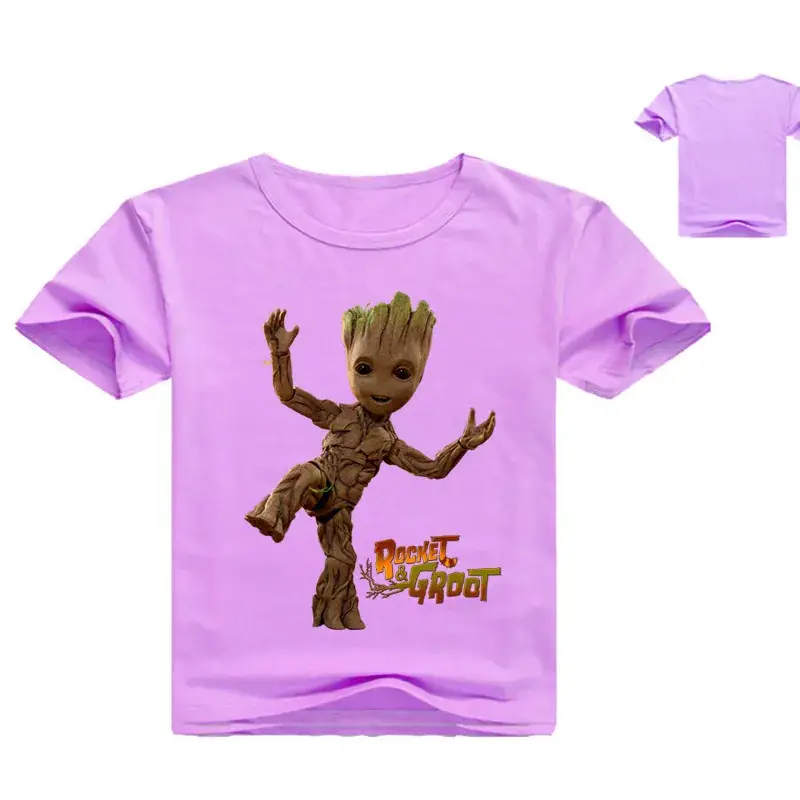 Red Groot Cartoon T-Shirt for Kids Round Neck Short Sleeve - Image 5