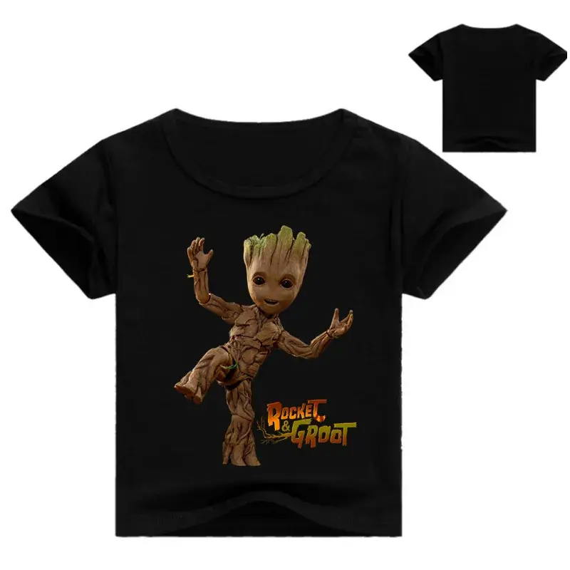 Red Groot Cartoon T-Shirt for Kids Round Neck Short Sleeve — feature 7