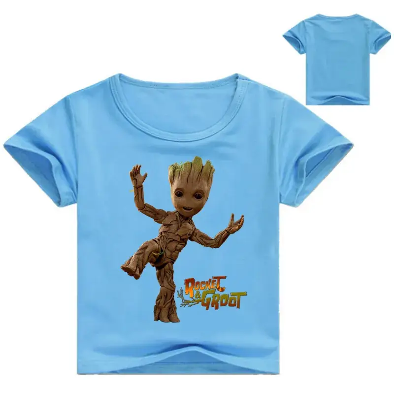 Red Groot Cartoon T-Shirt for Kids Round Neck Short Sleeve — feature 8