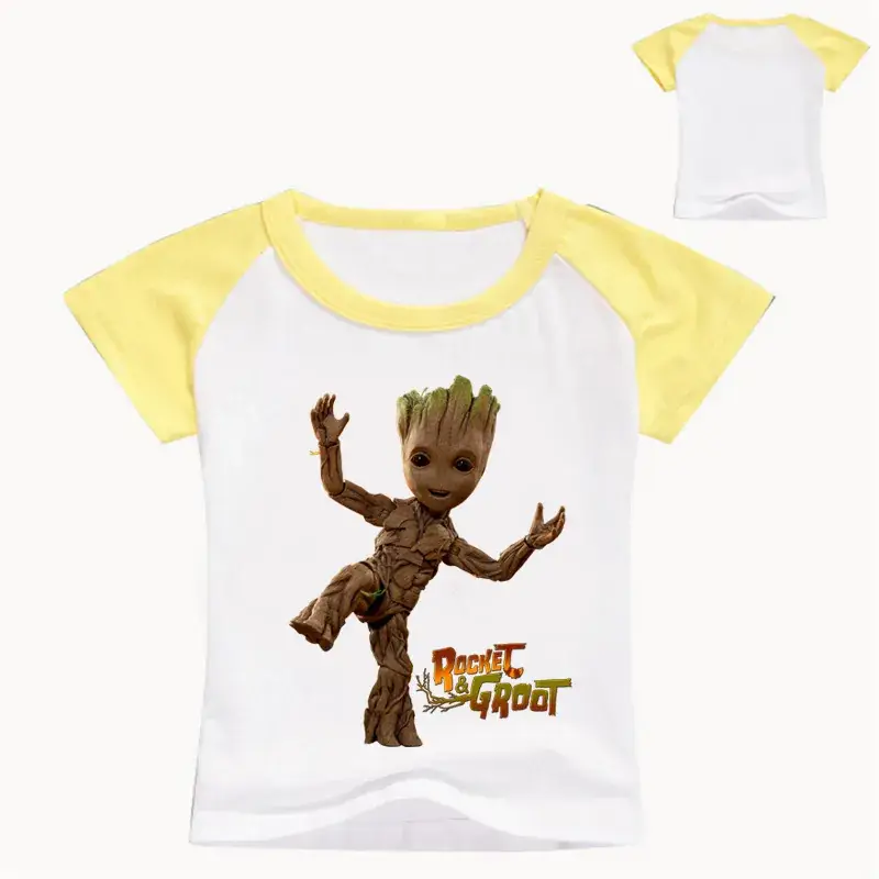 Red Groot Cartoon T-Shirt for Kids Round Neck Short Sleeve - Image 11