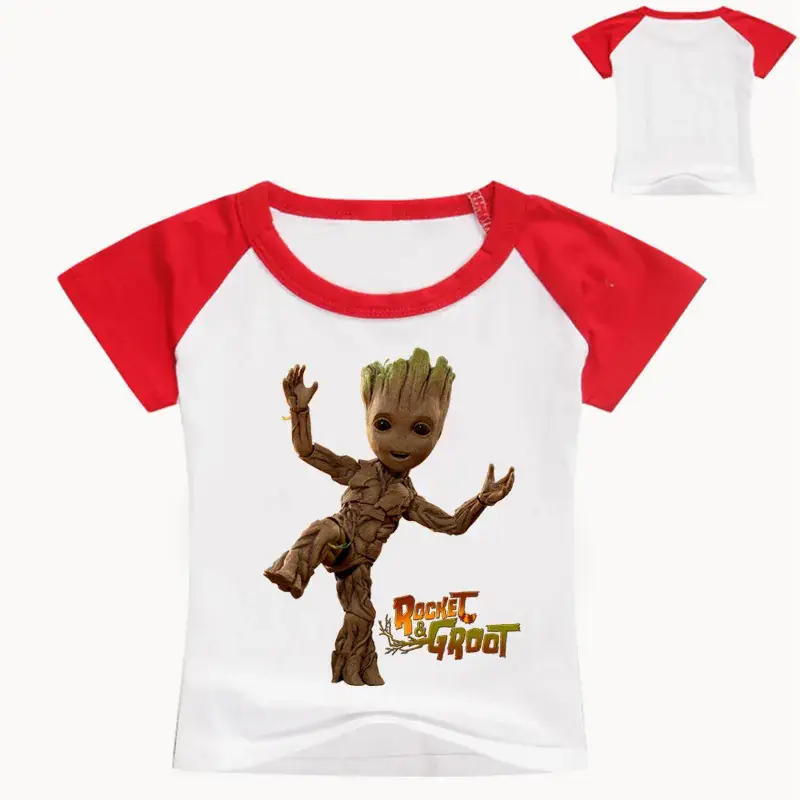 Red Groot Cartoon T-Shirt for Kids Round Neck Short Sleeve - Image 9
