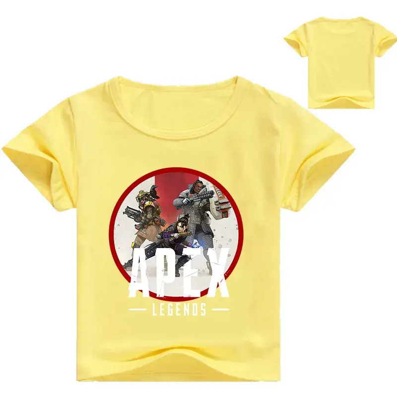 Children's Printed T-Shirt Yellow White Summer Casual - Image 3