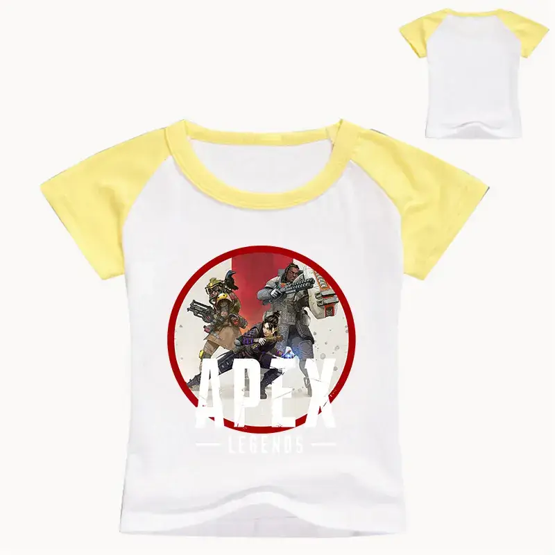 Children's Printed T-Shirt Yellow White Summer Casual — feature 9