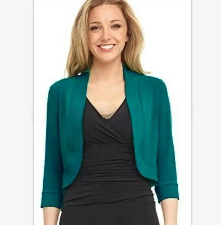Women's Black Cardigan Short Coat Plus Size Solid Color - Image 14