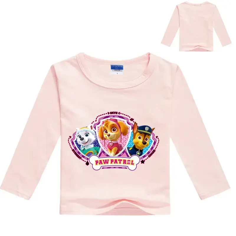 Pink Long Sleeve T-Shirt for Kids with Paw Patrol Design
