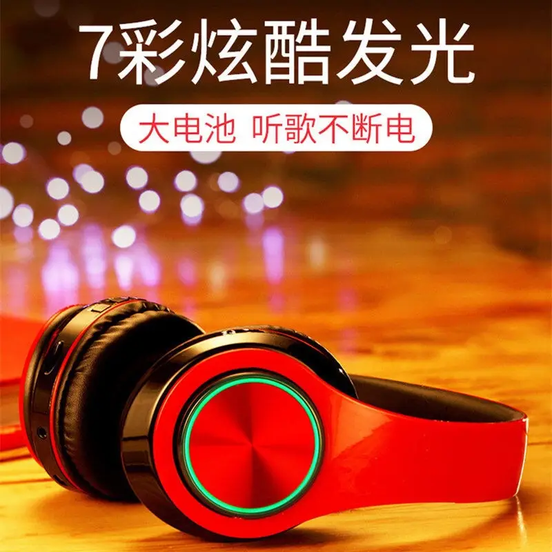 Blue Bluetooth Headset with RGB Light & Heavy Bass - Image 8