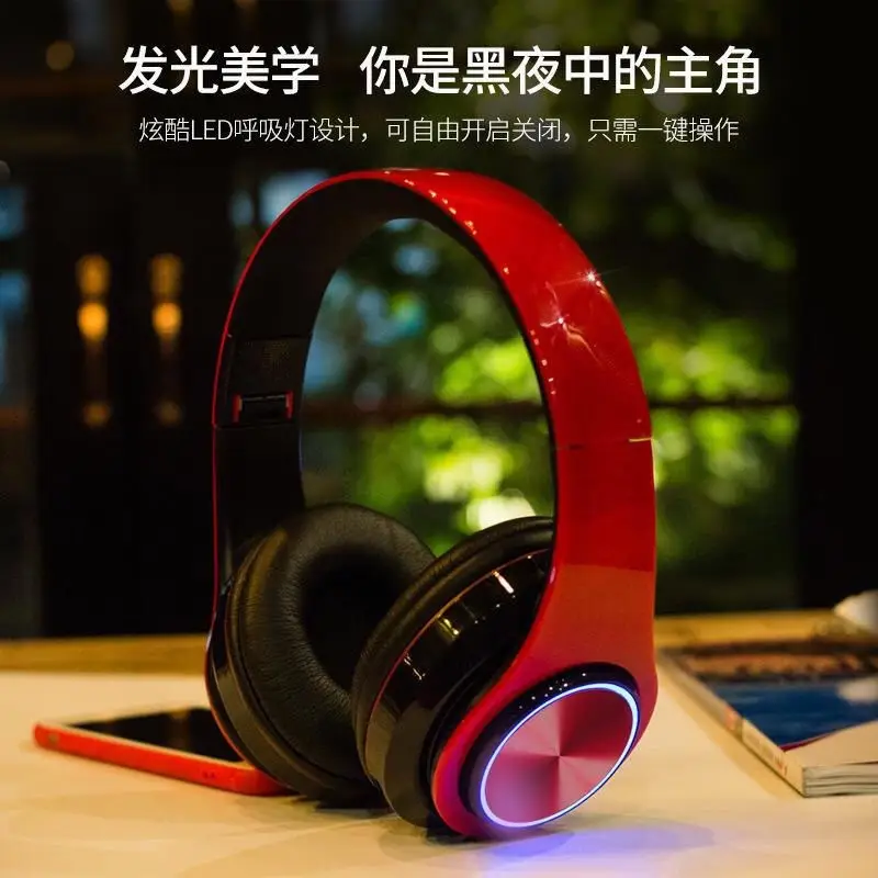 Blue Bluetooth Headset with RGB Light & Heavy Bass - Image 9