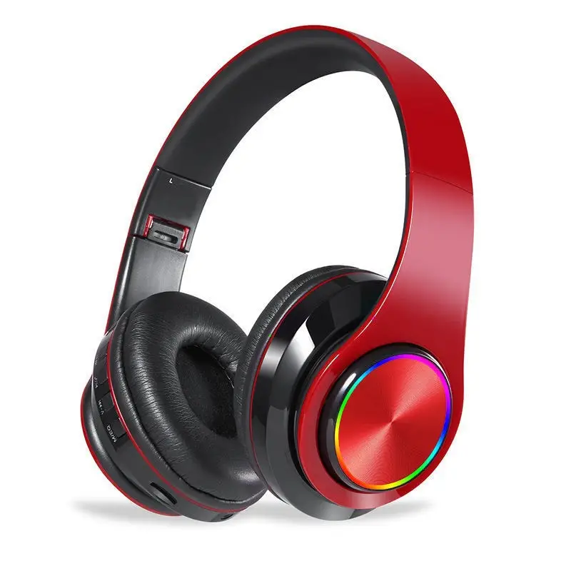 Blue Bluetooth Headset with RGB Light & Heavy Bass - Image 2