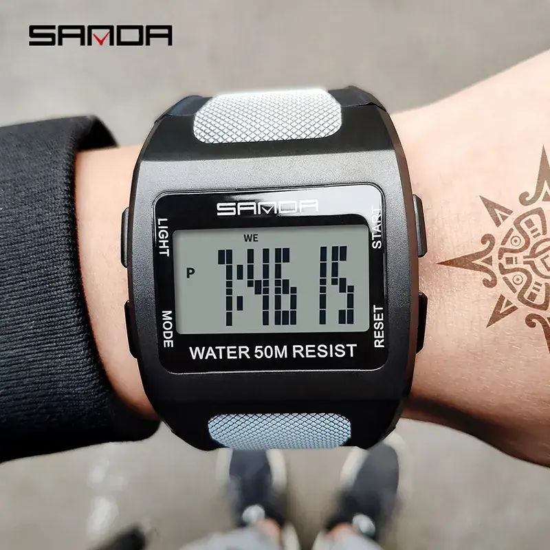 Sanda Waterproof Men's Digital Watch Black 50M Resistant - Image 7