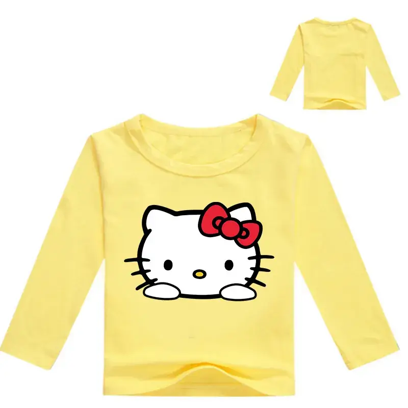 Hello Kitty Long Sleeve Yellow T-Shirt for Girls - Image 3