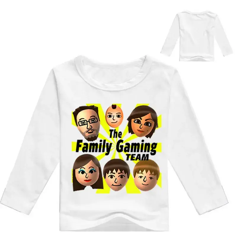 Children's Cartoon Long Sleeve T-Shirt Yellow Family Gaming Team - Image 9
