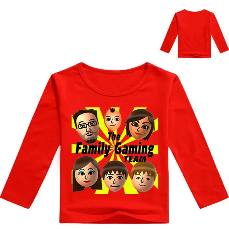 Children's Cartoon Long Sleeve T-Shirt Yellow Family Gaming Team - Image 11