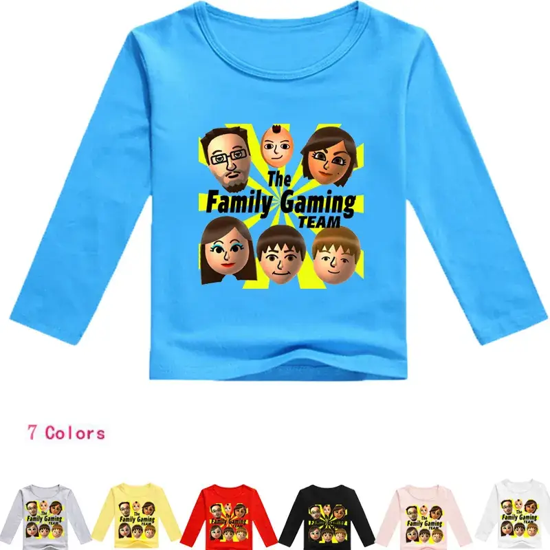 Children's Cartoon Long Sleeve T-Shirt Yellow Family Gaming Team — feature 2