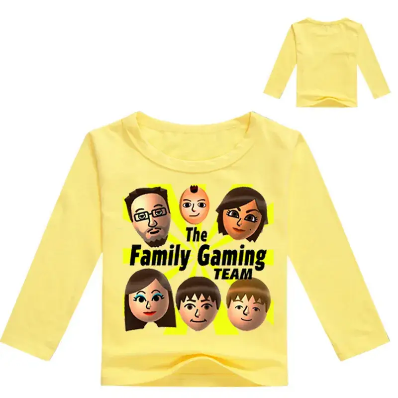 Children's Cartoon Long Sleeve T-Shirt Yellow Family Gaming Team — feature 6