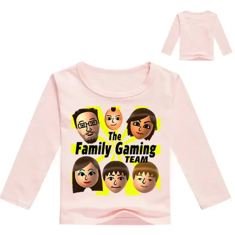 Children's Cartoon Long Sleeve T-Shirt Yellow Family Gaming Team - Image 2