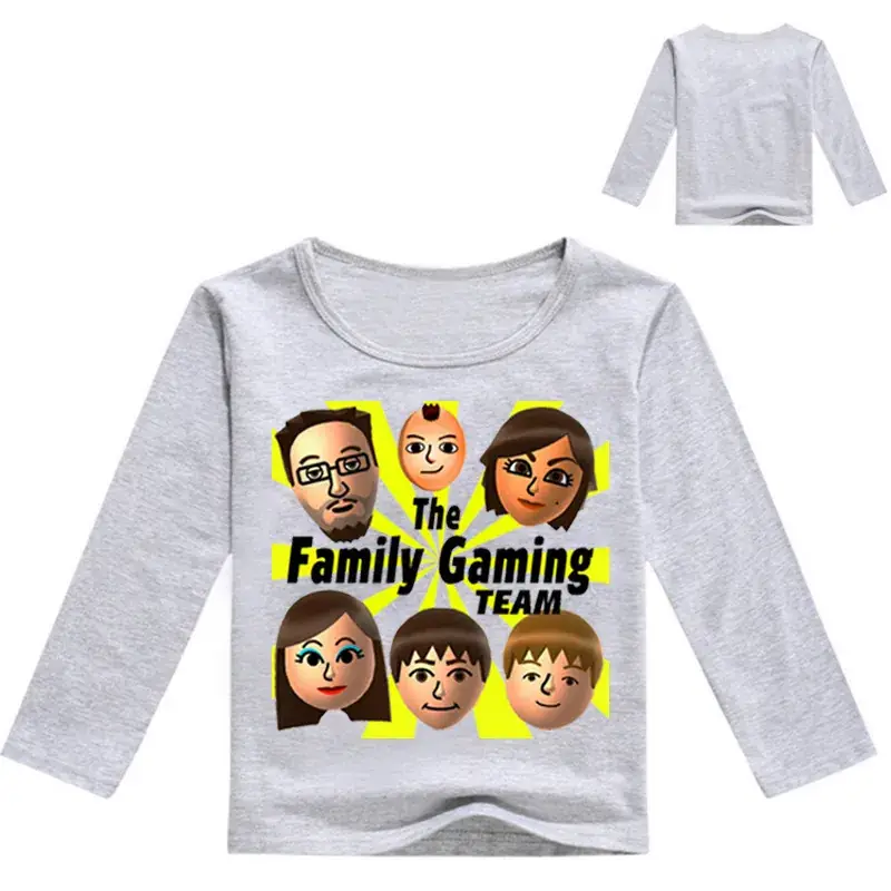 Children's Cartoon Long Sleeve T-Shirt Yellow Family Gaming Team - Image 5