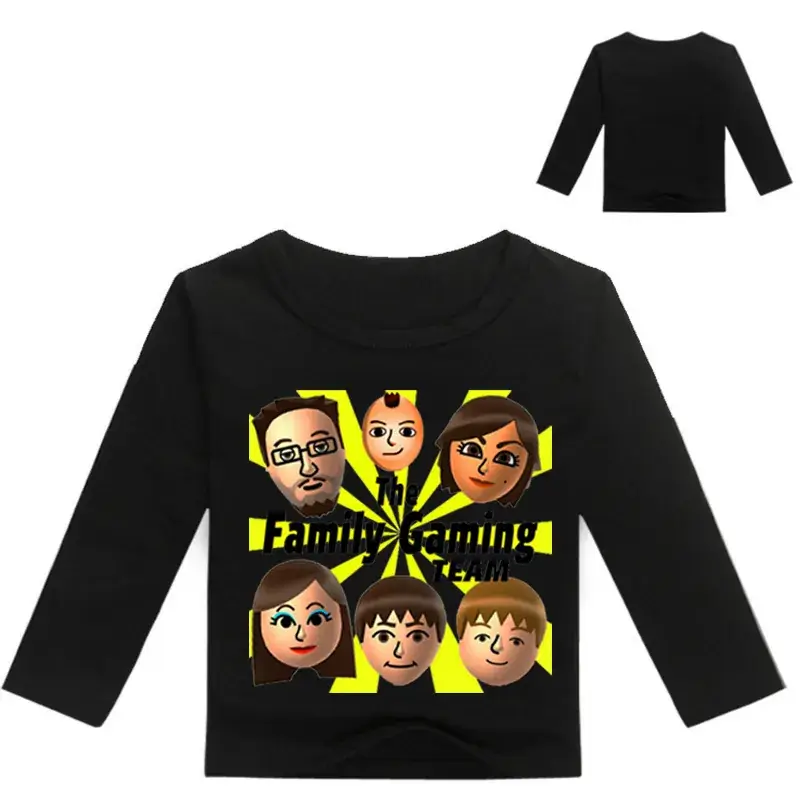 Children's Cartoon Long Sleeve T-Shirt Yellow Family Gaming Team - Image 6