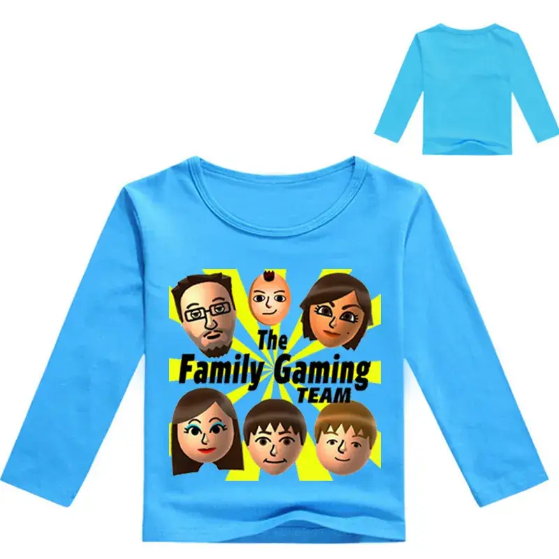 Children's Cartoon Long Sleeve T-Shirt Yellow Family Gaming Team - Image 7