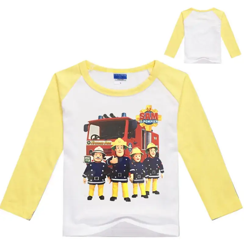 Firefighter Cartoon Print Long Sleeve T-Shirt for Kids — feature 3