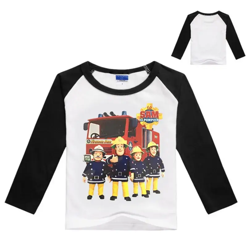 Firefighter Cartoon Print Long Sleeve T-Shirt for Kids — feature 4