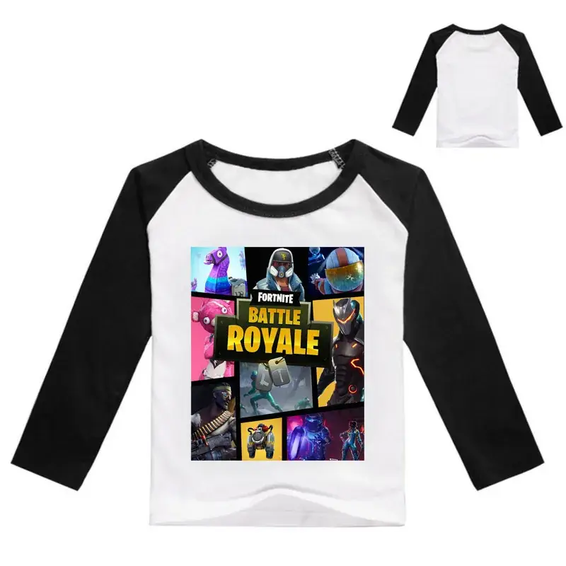 Kids Korean Graphic Long Sleeve T-Shirt Black White — feature 1