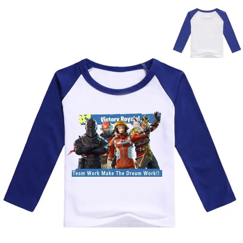 New Kids Cartoon Long Sleeve T-Shirt Blue White