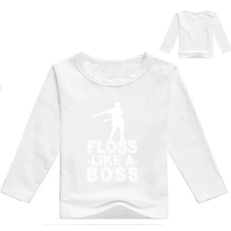 White Printed Long Sleeve T-Shirt for Kids with Graphic Design — feature 11