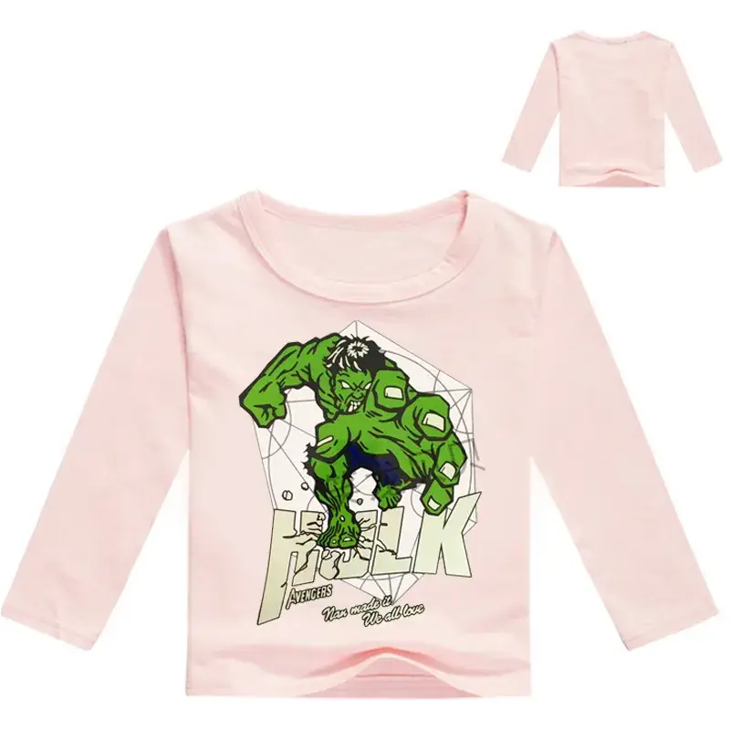 Kids Long Sleeve Hulk T-Shirt Pink — feature 7