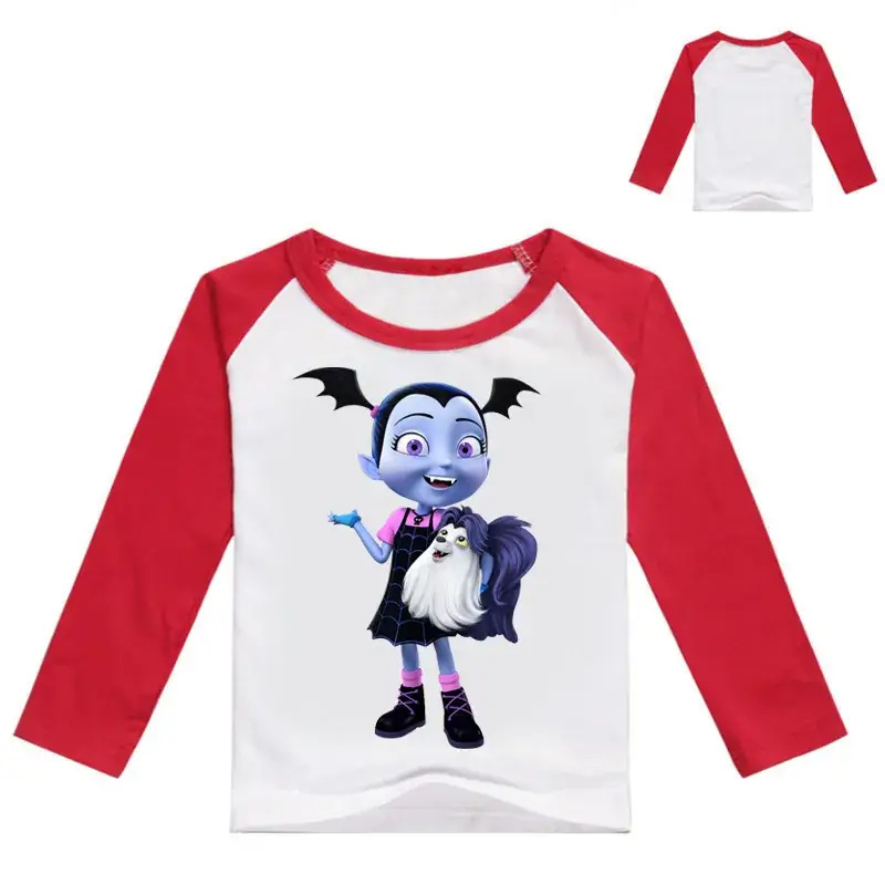 2017 Printed Long Sleeve T-Shirt for Girls Black White Cartoon - Image 5