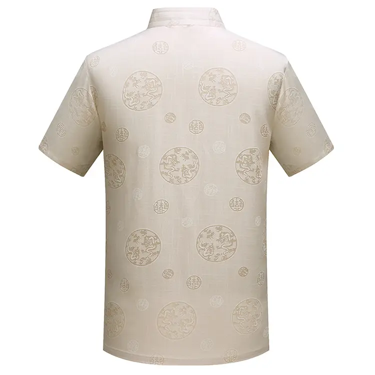 White Chinese Style Short-Sleeved Tang Suit for Men — feature 11