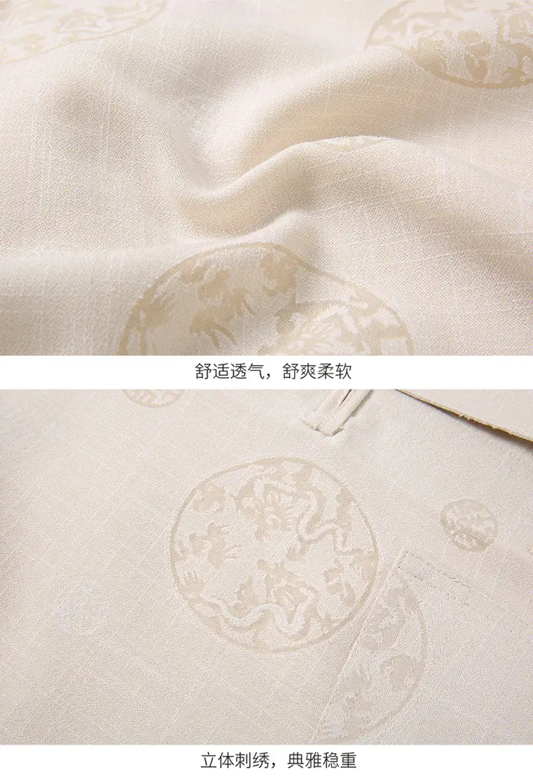 White Chinese Style Short-Sleeved Tang Suit for Men — feature 16