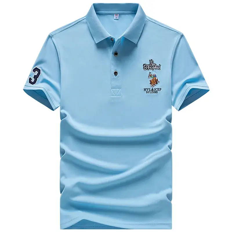 Men's Light Blue Polo Shirt with Wheat Logo & Number 9