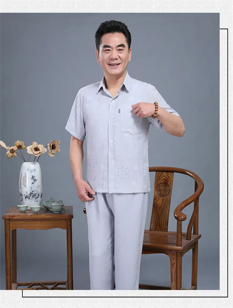 Men Linen Chinese Style Shirt with Fan — feature 10