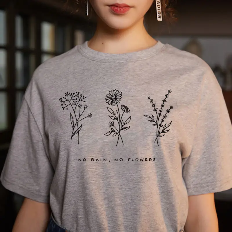 Black Floral Graphic T-Shirt for Men Women Streetwear - Image 3