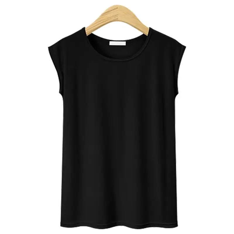 Women Sleeveless T-Shirt Blue Extra Large Loose Solid Top Large - Image 10