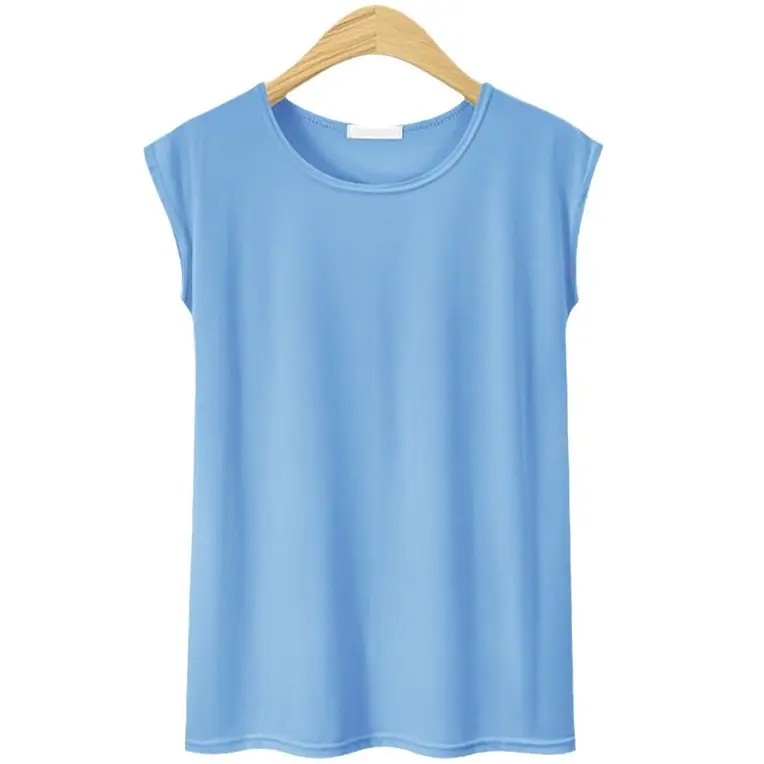 Pink Sleeveless Crewneck T-Shirt Plus Size - Image 11