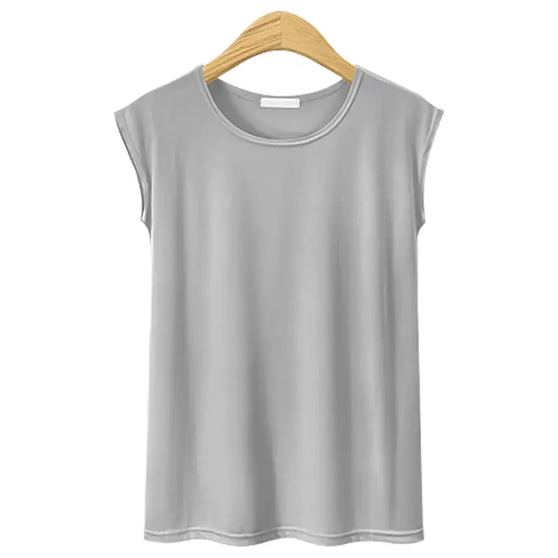 Pink Sleeveless Crewneck T-Shirt Plus Size - Image 2