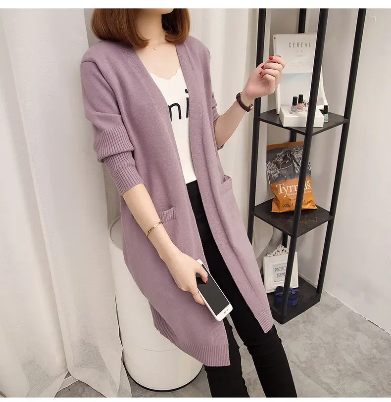 Women's Mid-Length Knitted Cardigan 2021 New - Image 4