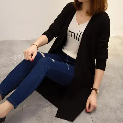Women's Mid-Length Knitted Cardigan 2021 New - Image 6